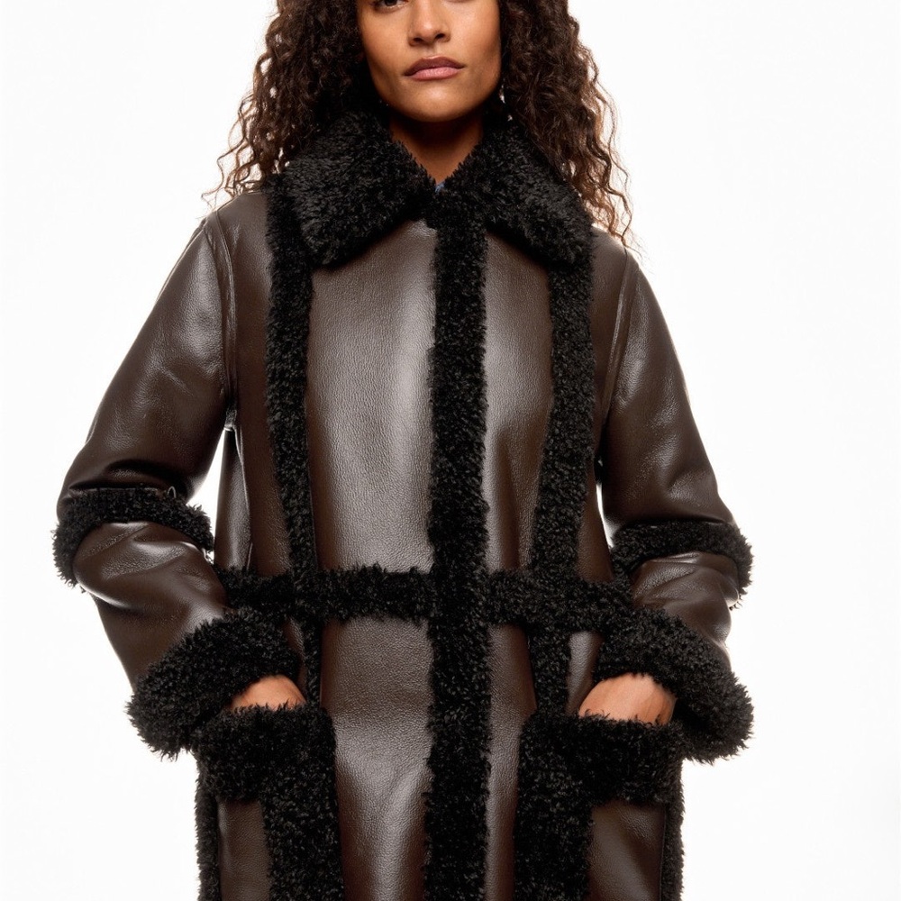 Brown/Black Shearling “The PatriceCoat” NWT -Size 36 (Small)